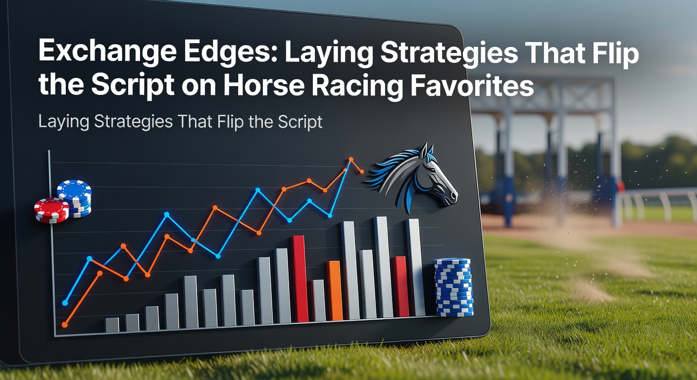 Horse racing favorites crossing the finish line with bettors analyzing exchange odds on screens