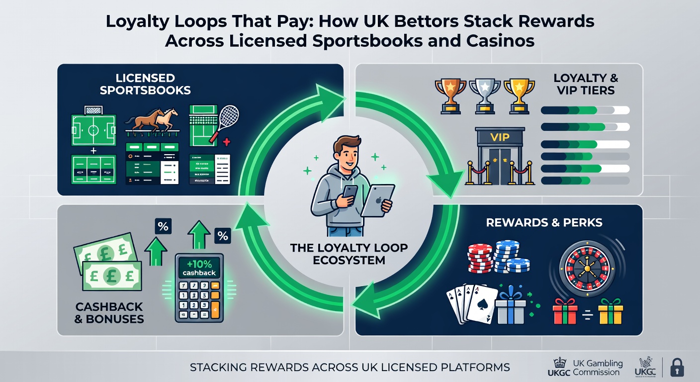 Dashboard showing stacked loyalty points from UK sportsbooks and casinos, with graphs illustrating reward accumulation across platforms
