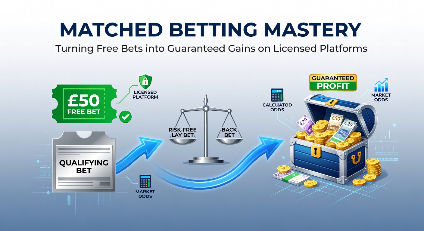 Screenshot of a matched betting calculator displaying back and lay odds for a football match, highlighting the qualifying loss and free bet profit