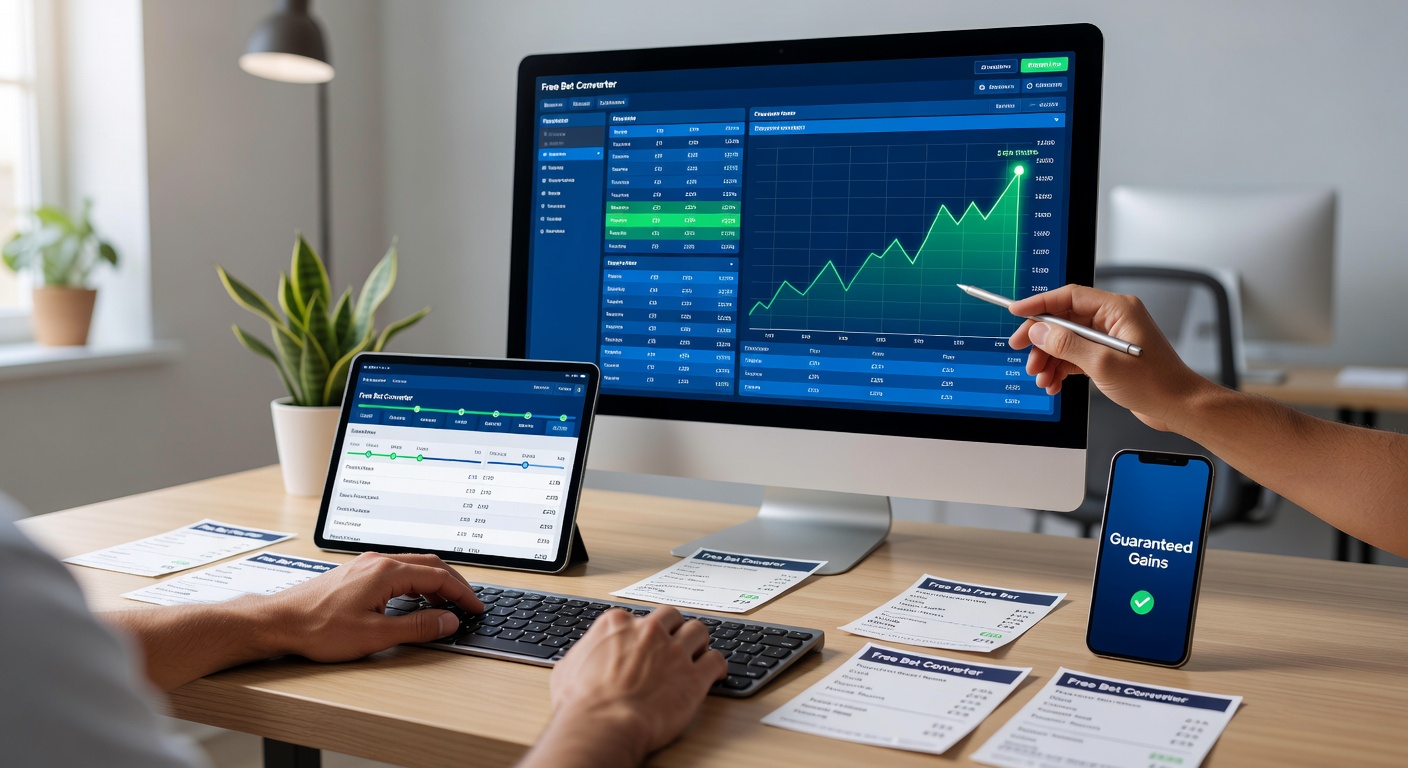 Infographic breaking down a matched betting example: bookmaker back bet at evens versus exchange lay, showing net profit after free bet redemption
