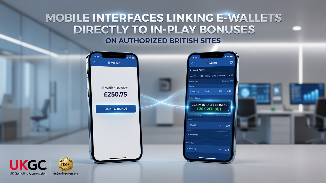 Close-up of e-wallet selection screen linked to in-play bonus options on a British betting mobile app