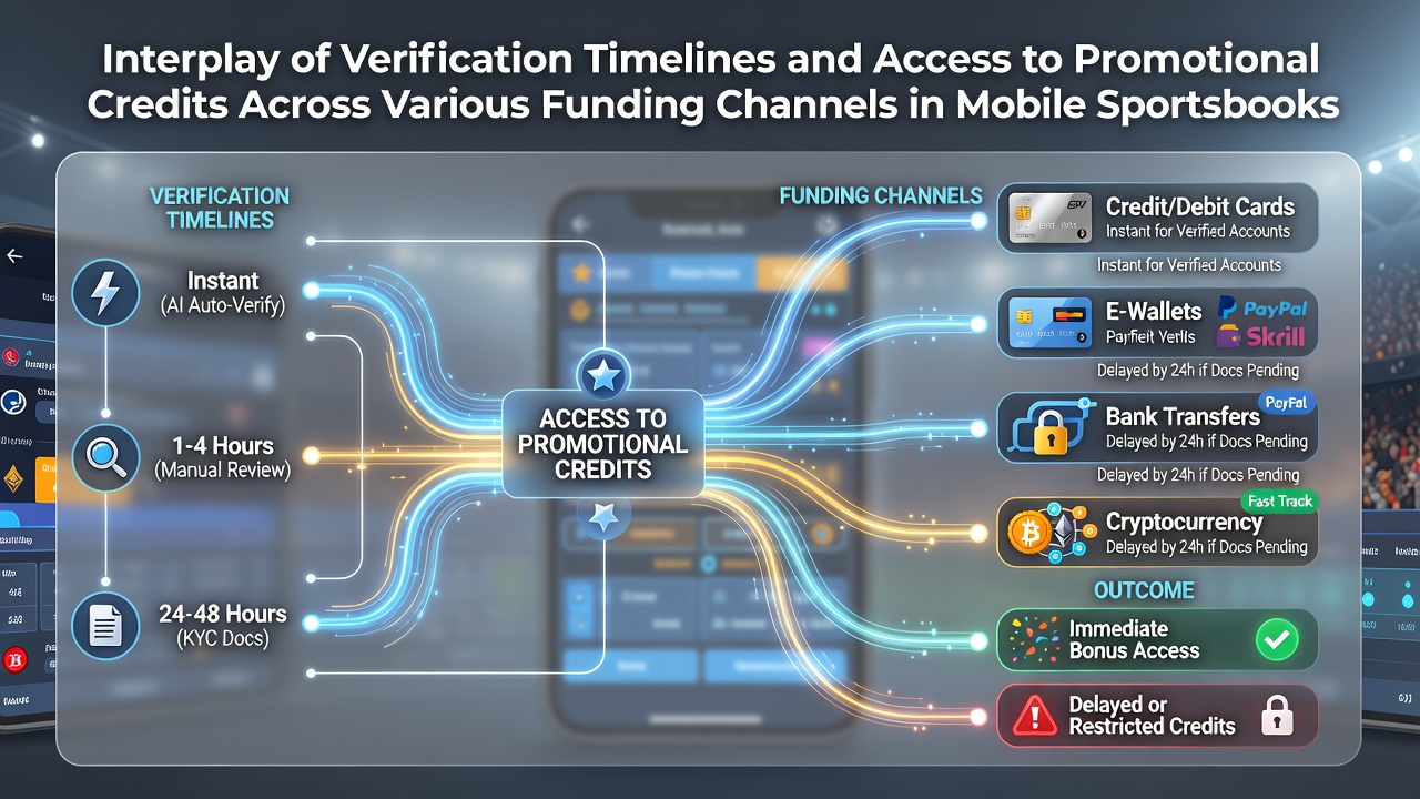 Mobile sportsbook verification and payment process illustration