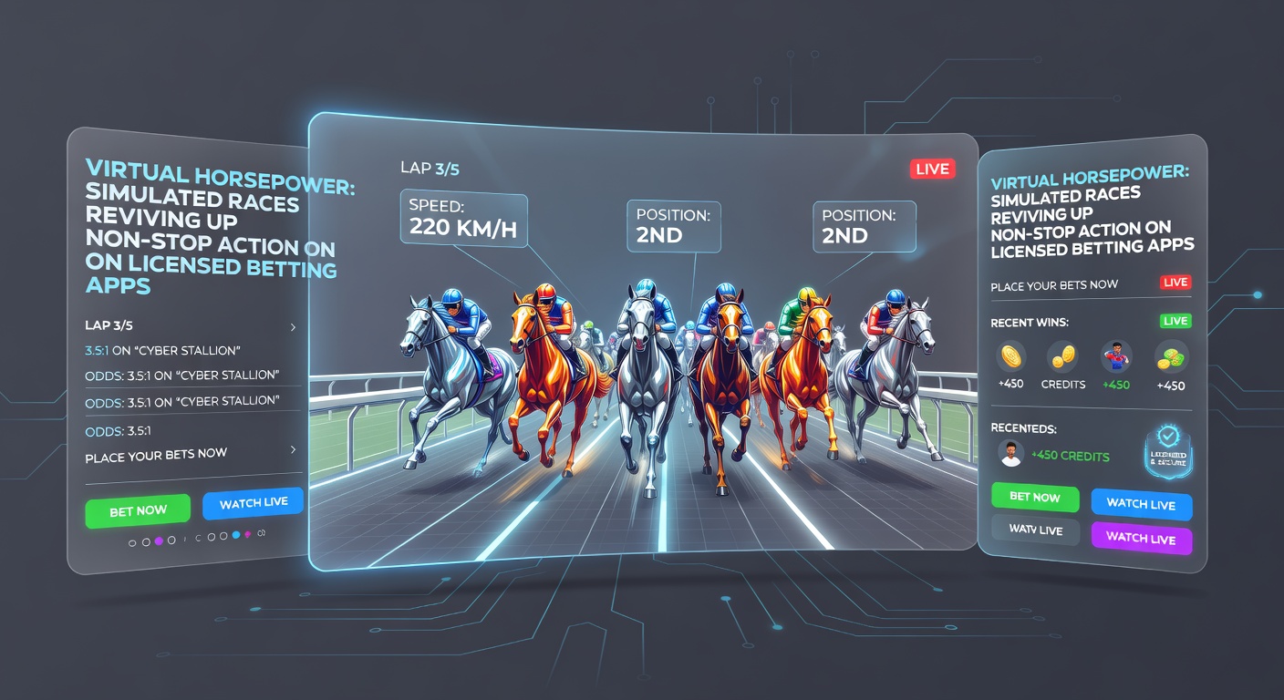 Close-up of a bettor's mobile screen displaying multiple virtual horse race outcomes, overlaid with payout calculations and next-race previews